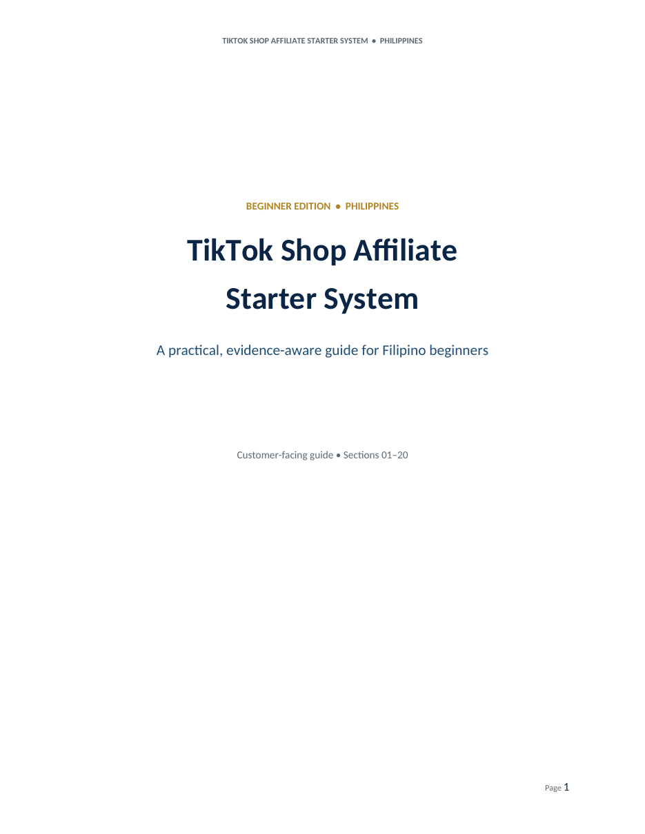 TikTok Shop Affiliate Starter Guide PH cover